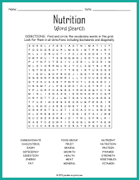 nutrition word search