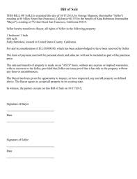 Bill Of Sale Template Create A Free Bill Of Sale Form