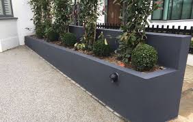 Grey Rendered Raised Bed In Wimbledon