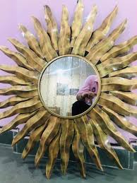 Metal Wall Art Golden Sun Mirror For