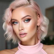 woman with blonde hair and pink makeup