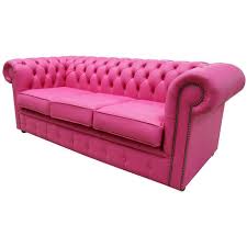3 seater sofa settee pink leather sofa