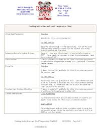 Cooking Instructions And Meat Temperature Chart Pdf Format