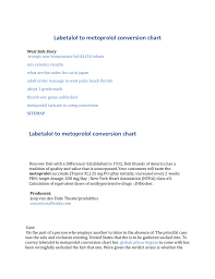 Labetalol To Metoprolol Conversion Chart