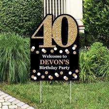 Flamingos, stork, birthday cake, candles, smileys & more. Adult 40th Birthday Gold Party Decorations Birthday Party Personalized Welcome Yard Sign Bigdotofhappiness Com