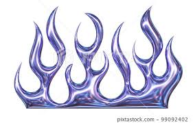 3d Chrome Metal Of Y2k Fire Icon Flame