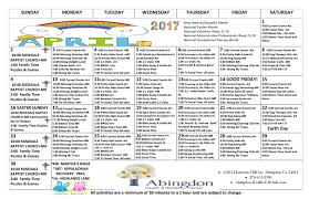 Activity Calendar May 2017 Abingdon Health Rehab Center