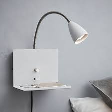 Usb Port Bedside Wall Light With Shelf