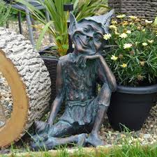 Contemplating Pixie Bronze Resin Garden