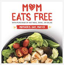 pdq moms eat free with purchase on may