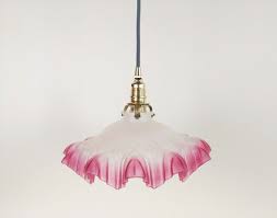French Pink Glass Ceiling Light With