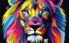 hd wallpaper multicolored lion head