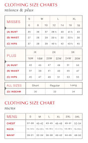 Clothing Sizing Chart Monroe And Main Party Gown Dress
