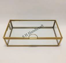 Square Metal Glass Designer Jewellery Box