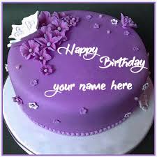Your happy birthday stock images are ready. Write Your Name On Purple Happy Birthday Cake With Name
