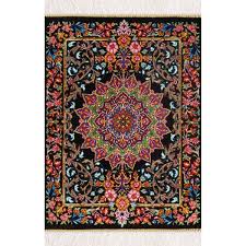 qom hand knotted persian silk rug black