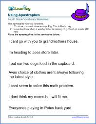 Grade 4 Vocabulary Worksheet Use Apostrophe K5 Learning