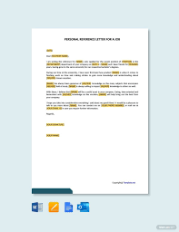 personal reference letter templates
