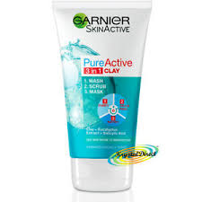 Oily skin is the result of excess secretion of skin oil or sebum. Garnier Pure Active 3 In 1 Clay Face Wash Scrub Mask Oily Skin 150ml Ebay
