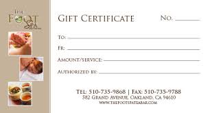 Foot Spa Gift Certificates