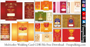 multicolor wedding card cdr file free
