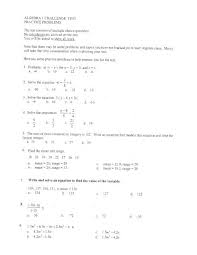 Algebra L Challenge Test Practice