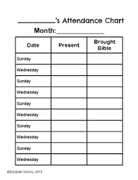 Detailed Monthly Bible Class Attendance Chart Blank