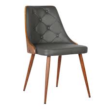 Deck out the dining room with rattan chairs to give. Armen Living Lily Mid Century Dining Chair In Walnut Finish And Gray Faux Leather