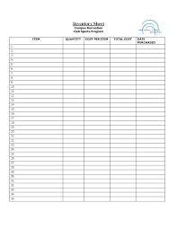 Free Printable Inventory Sheets Inventory Sheet Doc