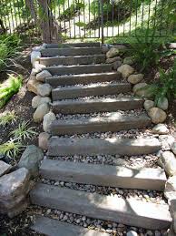 Wood Steps And Gravel Landscape And