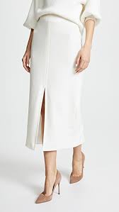 Cream Suiting Slit Skirt