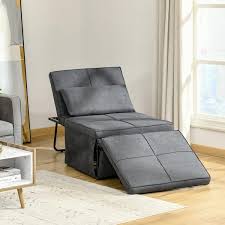 Homcom 4 In 1 Multi Function Folding Single Sofa Bed With Ottoman Sleeper Adjustable