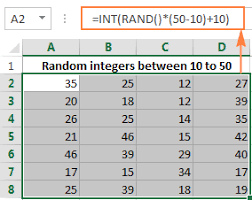 generate random numbers in excel