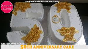 50th Golden Wedding Marriage Anniversary Gift Number Shape Cake Design Ideas Decorating Tutorial
