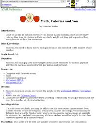 Math Calories And You Lesson Plan For 5th 8th Grade