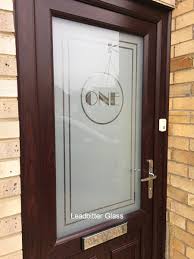 etched glass house number door