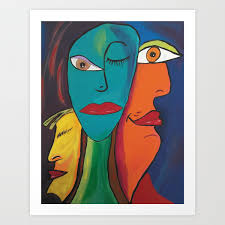In this work, these faces could not be more essentially human. Picasso Inspired Abstract Faces Art Print By Lynnlewis Society6