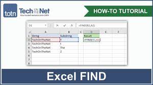 how to use the find function in excel