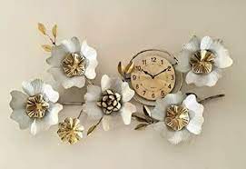 Iron Flower Time Wall Clock Metal Art