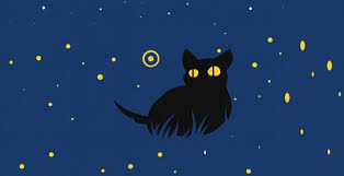 Wallpaper Cute Black Cat Minimal Art
