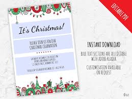 Editable Christmas Border Invitation Digital Download