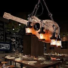 Ceiling height can affect this measurement, too: Unique Guitar Pendant Lights Iron And Wood 6 Heads Black Hanging Ceiling Lights For Restaurant Beautifulhalo Com