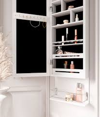 white jewellery cabinet with full
