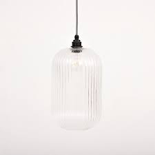 long reeded glass cylinder pendant