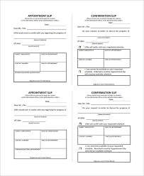 Sample Appointment Slip Template 7 Free Documents