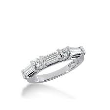 950 Platinum Diamond Anniversary Wedding Ring 2 Round Brilliant 1 Straight Baguette 2 Tapered Baguette Diamonds 1 04ctw 330wr1445plt