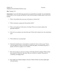 english points worksheet for the problem solution essay 