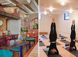 a combined yoga studio and cafe will