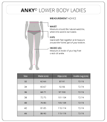 Size Charts Anky Technical Casuals