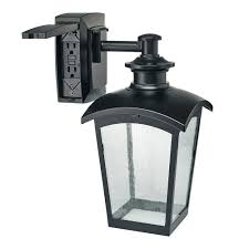 Hampton Bay Die Cast Exterior Lantern Sconce With Gfci Black Md 31343 The Home Depot